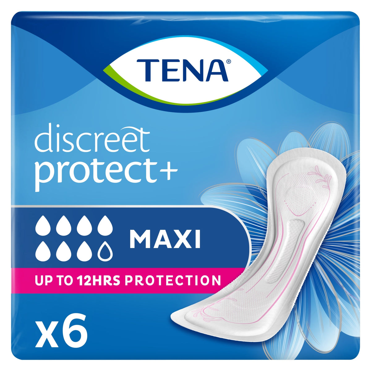TENA Discreet Maxi Incontinence Pads - 6 Pack — product packaging