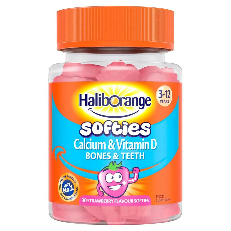 Haliborange 3-12 years old calcium and vitamin D -30 grains of strawberry fudge 3-12 Years Calcium & Vitamin D -30 Strawberry Flavour Softies
