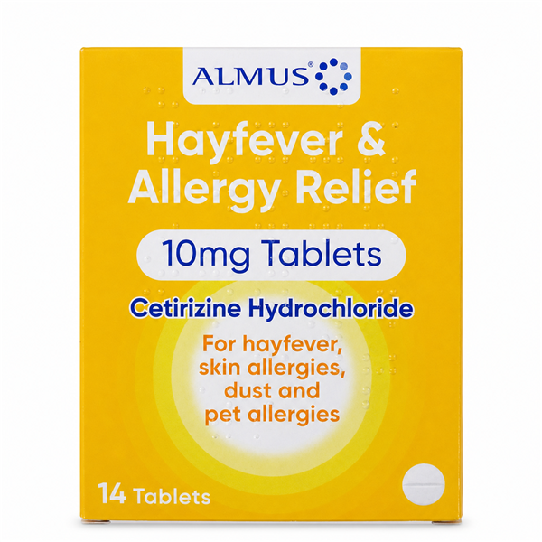 Almus Hayfever & Allergy Relief Cetirizine 10mg – 14 Tablets