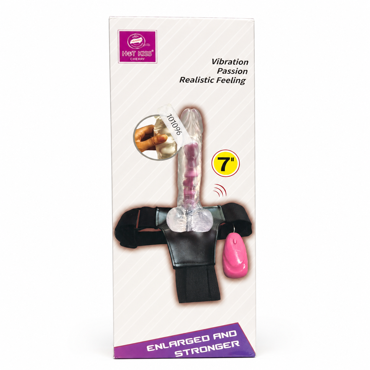 Hot Kiss Cherry Realistic Feel Vibrating Strap-On Kit – 7 Inch - brown one