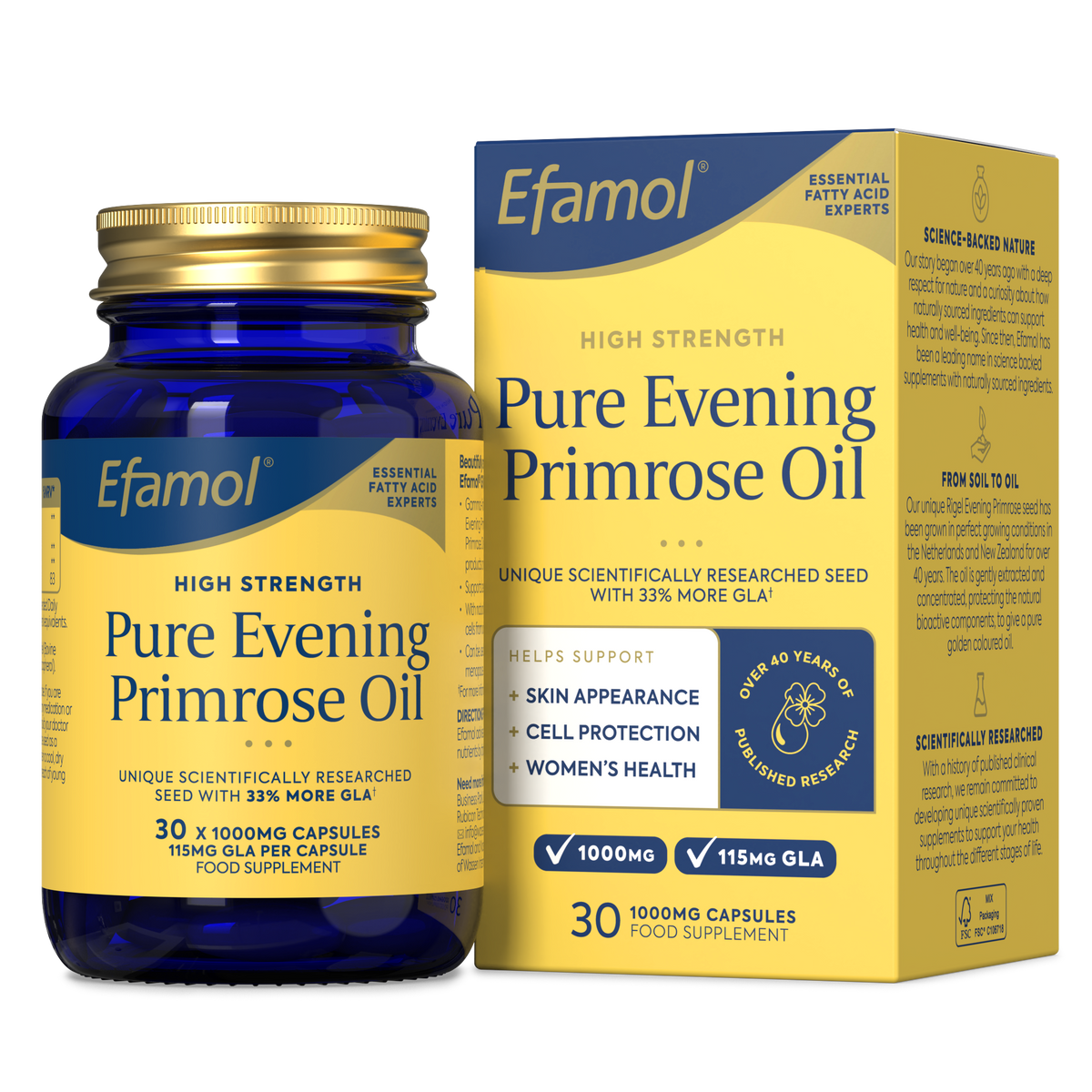 Efamol High Strength Pure Evening Primrose Oil 1000mg - 30 Capsules — product packaging