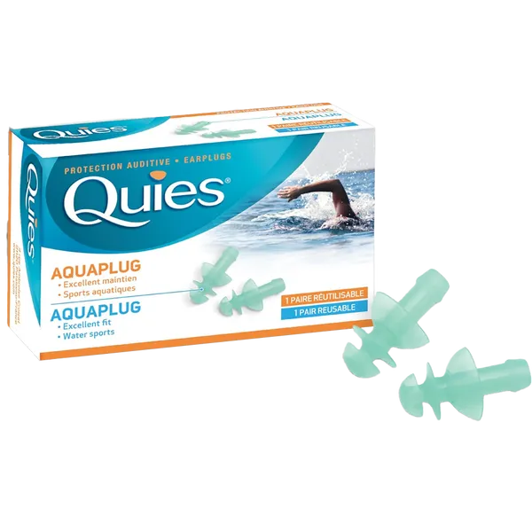 Quies Aquaplug 可重复使用游泳耳塞 1 对