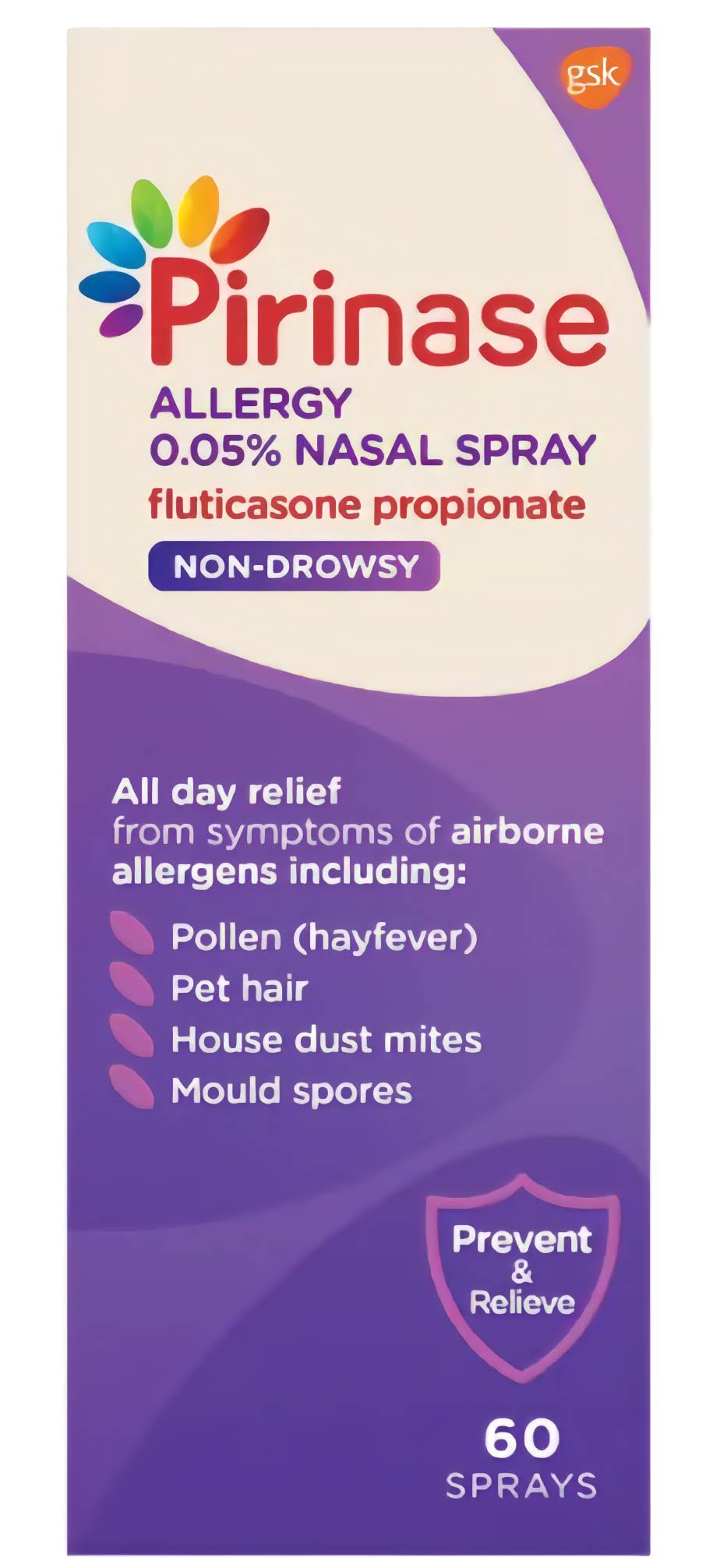 Pirinase Allergy fluticasone 0.05% nasal spray