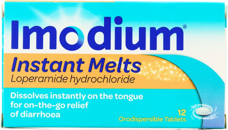 Imodium Instant Melts Loperamide 2mg Orodispersible Tablets - 12 Tablets — product packaging