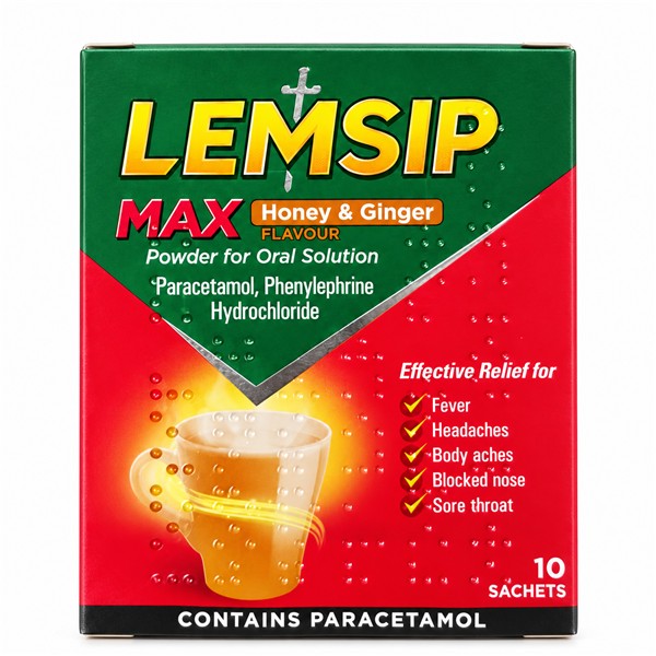 Lemsip Max Honey and Ginger Flavour Powder for Oral Solution 10 Sachets