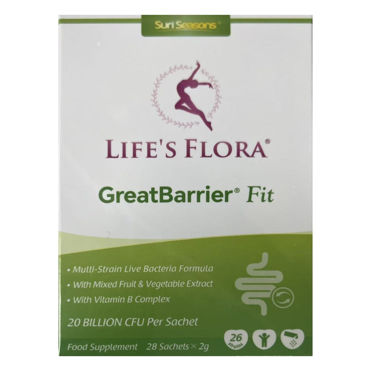 Life's Flora GreatBarrier Fit Probiotics 20 Billion CFU - 28 Sachets x 2g box