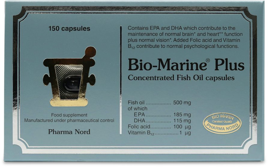 Pharma Nord Bio-Marine Plus Concentrated Fish Oil Capsules - 150 Capsules — product packaging