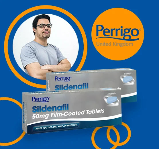 Perrigo Sildenafil 50mg Film-Coated Tablets - 4 or 8 Tablets — product packaging