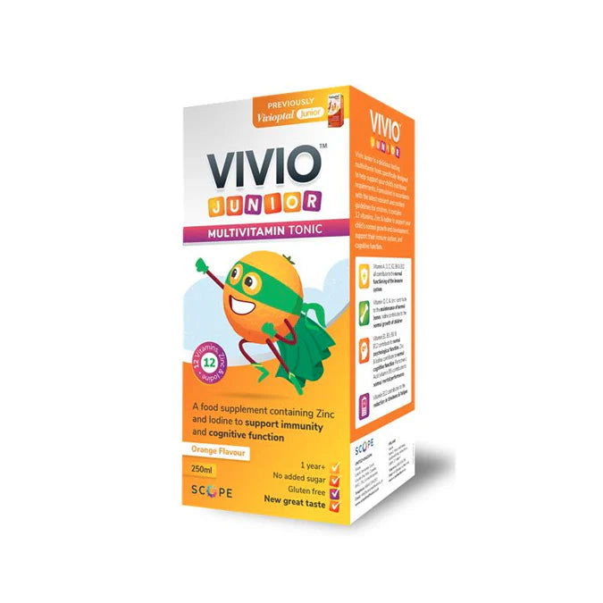 Vivio Junior Multivitamin Tonic 250 ml supplements contain zinc and iodine