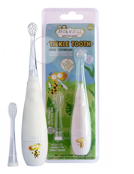 Jack n 'Jill children tickle tooth sound wave electric toothbrush+replacement header (0-6 years old)