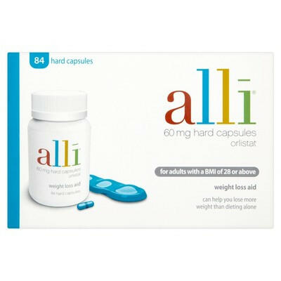 Alli orlistat 60mg hard capsules, 84 pack — product packaging