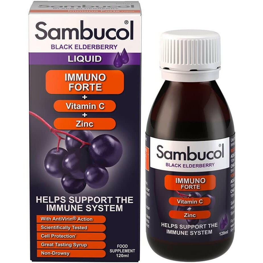 Sambucol Solid Wood Fruit Food Food Supplement Immuno Forte Black Elderberry Formula 120ml