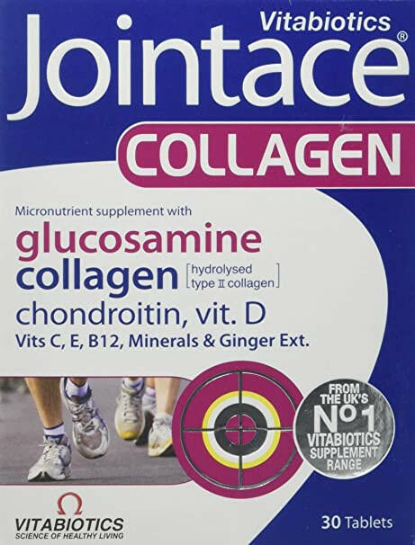Vitabiotics Jointace 胶原蛋白 - 30 片 含有胶原蛋白的微量营养素补充剂 [水解 II 型胶原蛋白] 氨基葡萄糖软骨素，维生素。D 维生素 C、E、B12、矿物质和生姜分子Jointace Collagen, 30 Tablets Vitabiotics Jointace Collagen - 30 Tablets