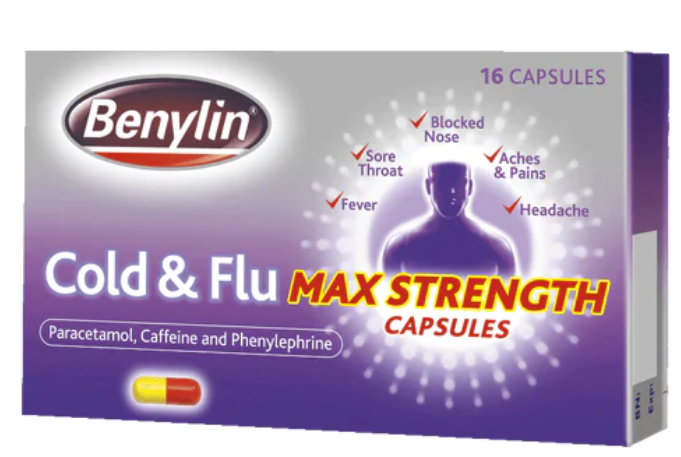 Benylin Cold & Flu Max Strength Capsules - 16 Capsules — product packaging