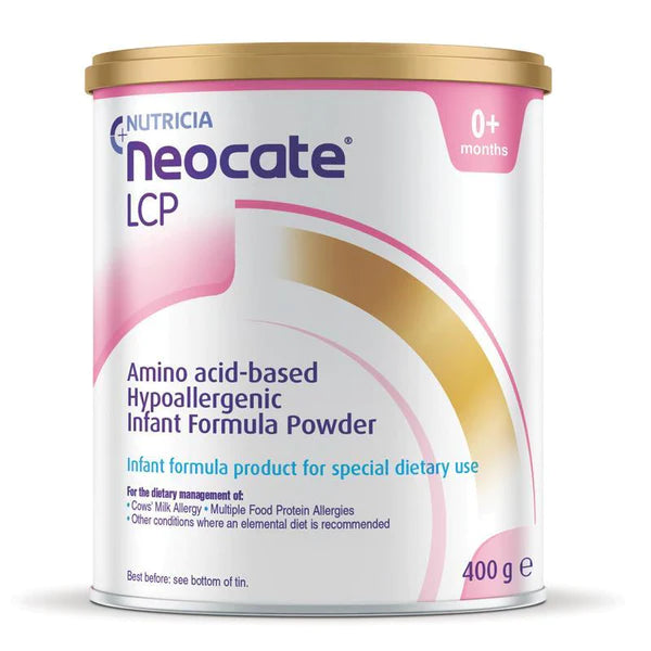 Neocate LCP amino acid infant formula 0-12 months, 4 cans of 400g — product packaging