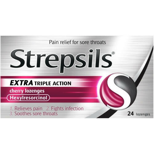 Strepsils Extra Cherry Lozenges for Sore Throat X24
