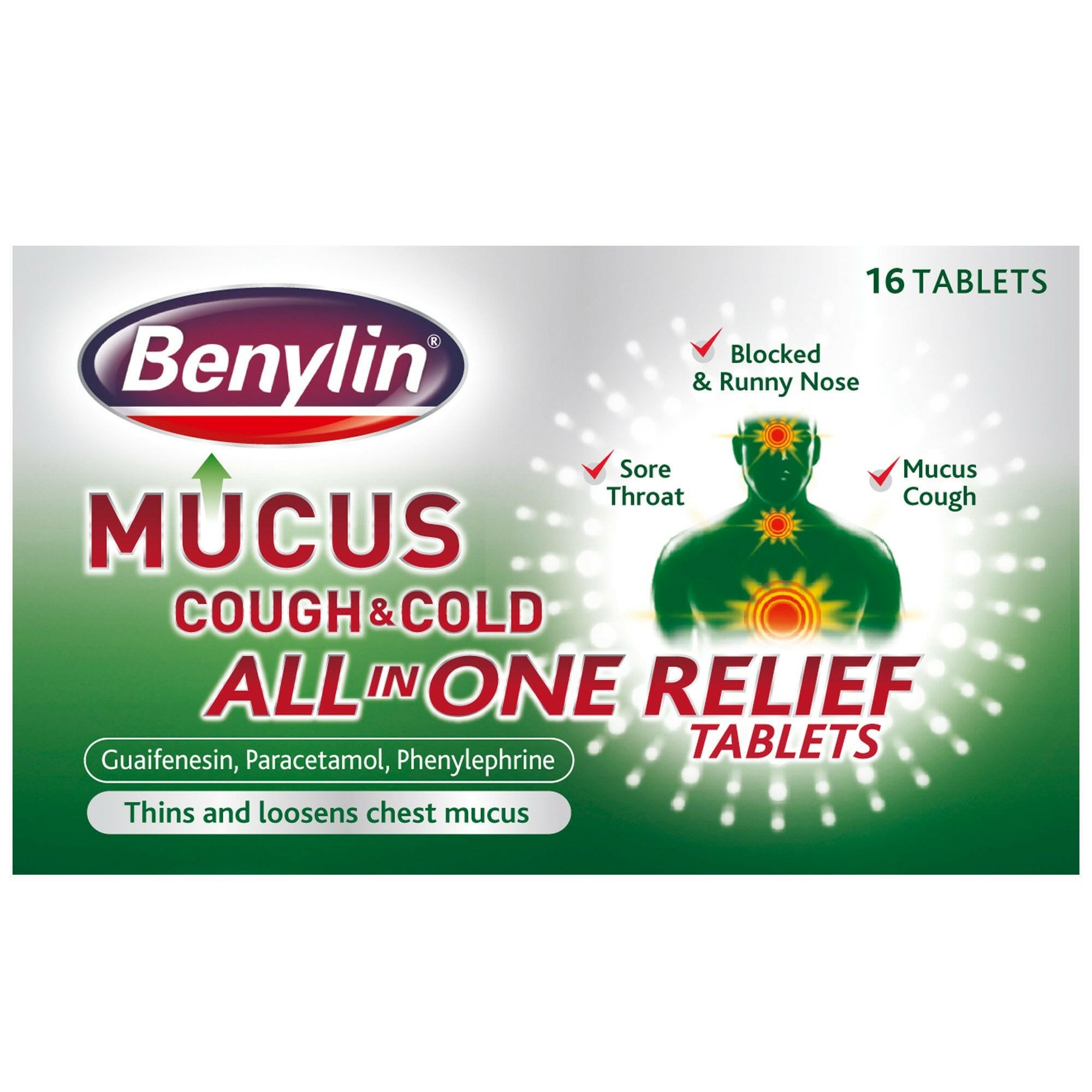 Benylin 多合一胸咳化痰退烧止咳复合缓解感冒片Mucus Cough & Cold All in One Relief Tablets ...