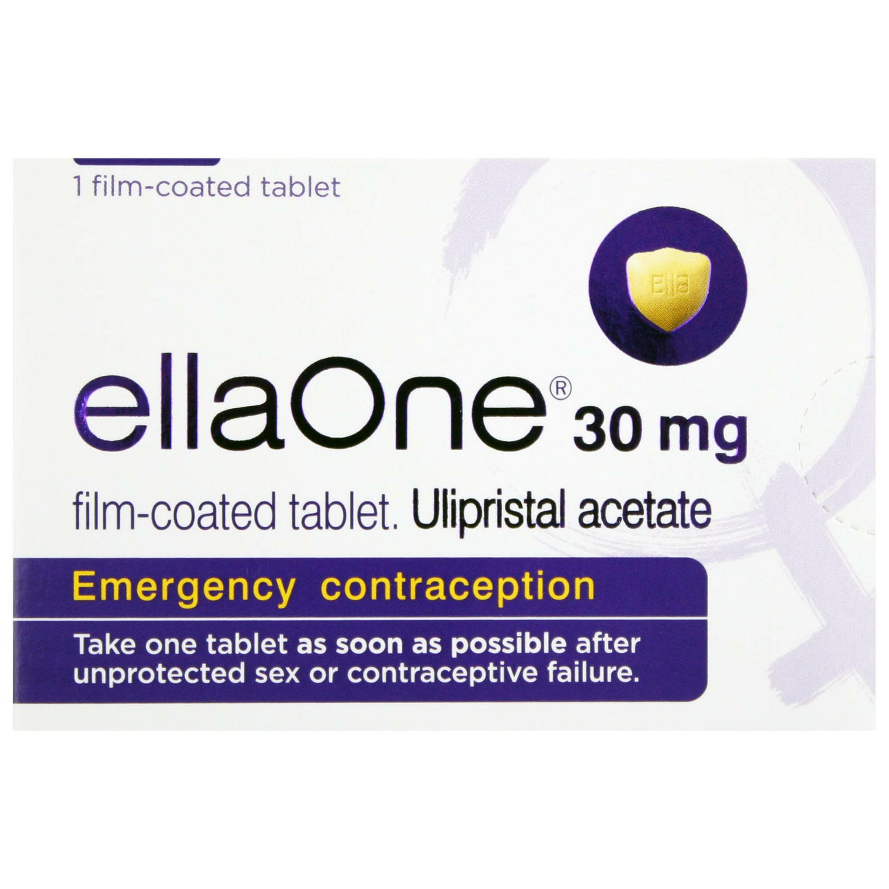 ellaOne Ulipristal Acetate 30mg Emergency Contraceptive Tablet - 1 Tablet — product packaging