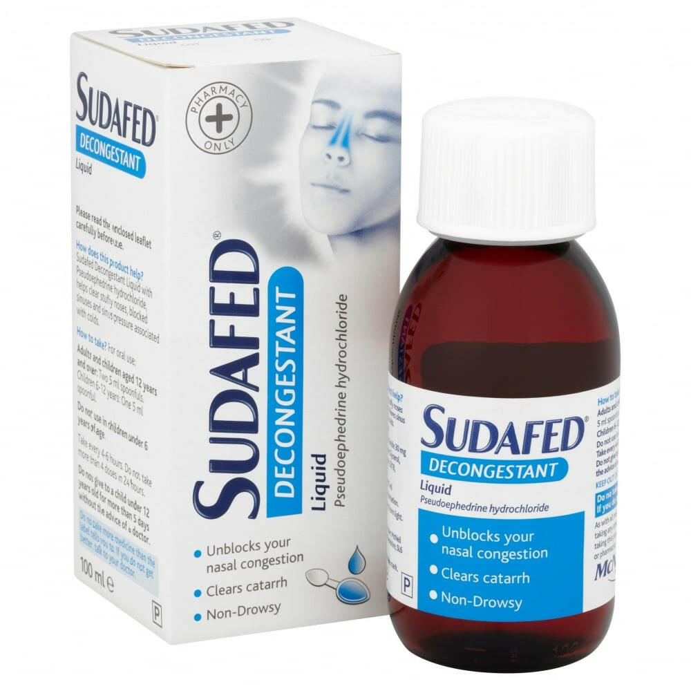 Sudafed Decongestant Liquid pseudoephedrine 30mg/5ml 100ml